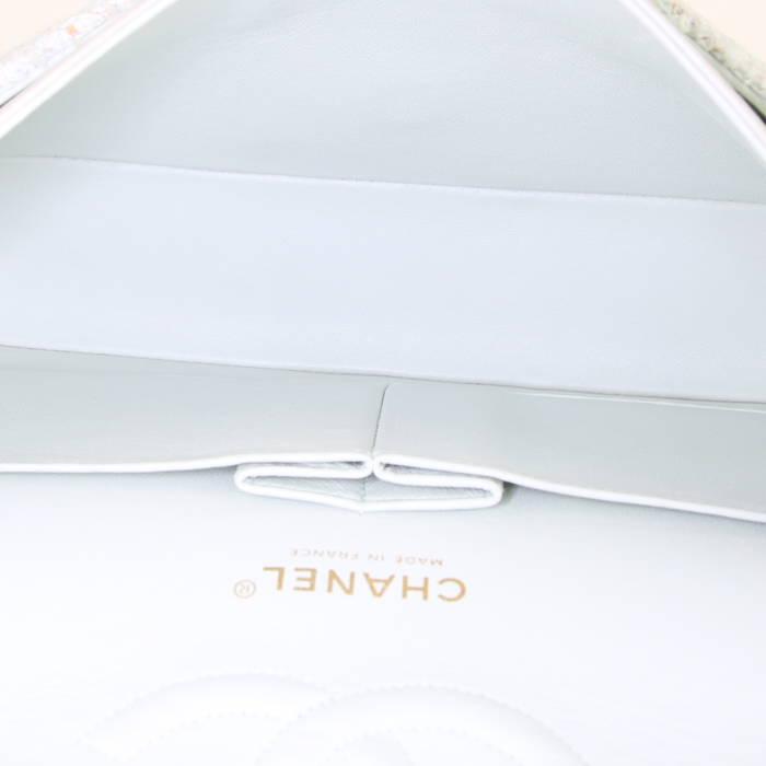 Borsa Chanel Timeless in tweed trapuntato verde - Detail D3