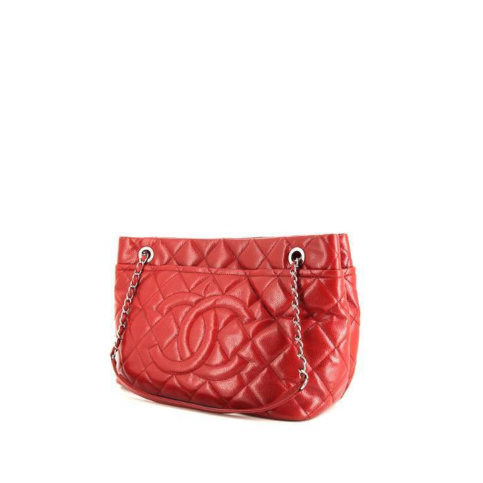 Chanel Soft CC handbag in red quilted grained leather - 00pp