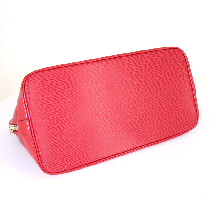Louis Vuitton Alma small model handbag in red epi leather - Detail D4