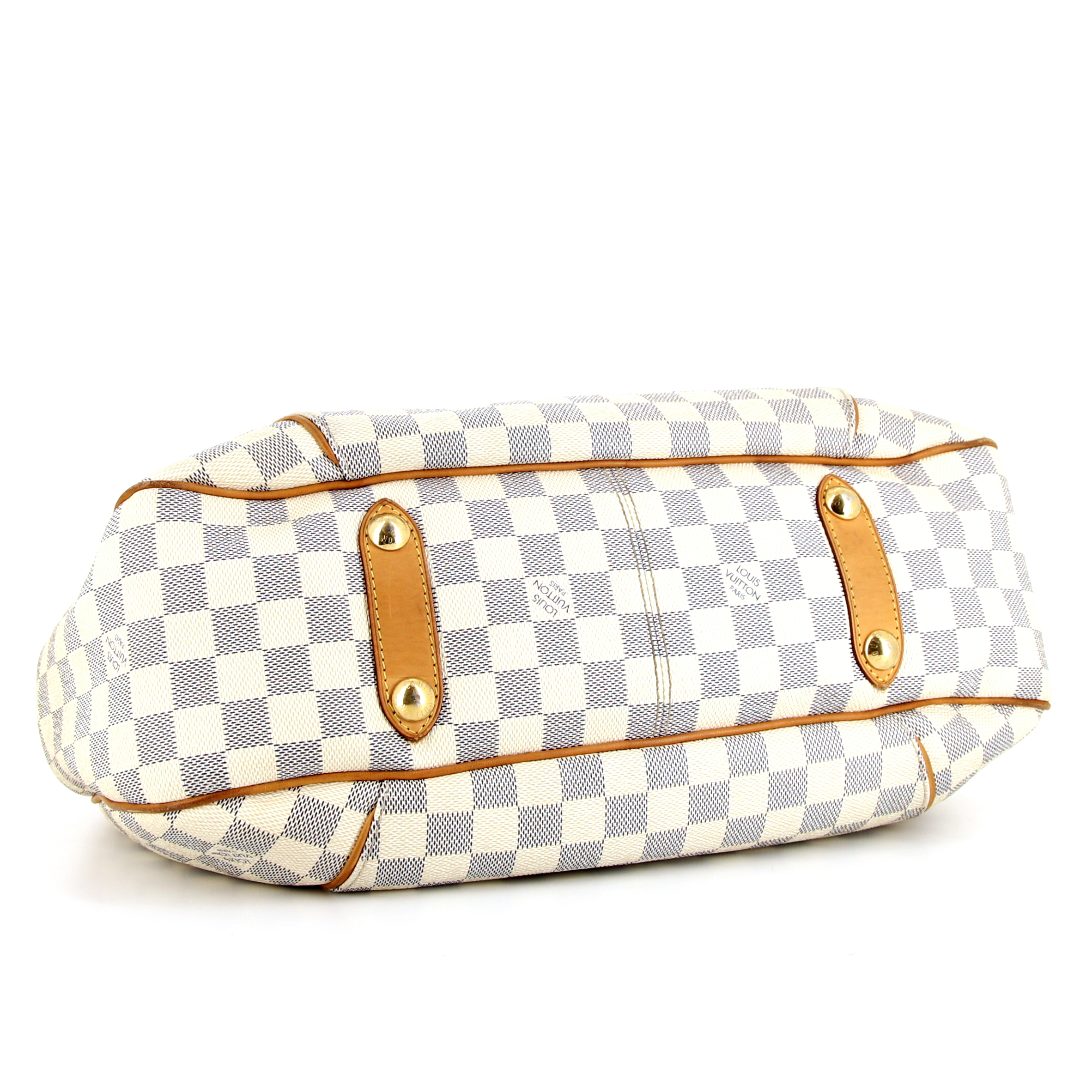 Sac à main Louis Vuitton Galliera en toile damier azur et cuir naturel - Detail D4