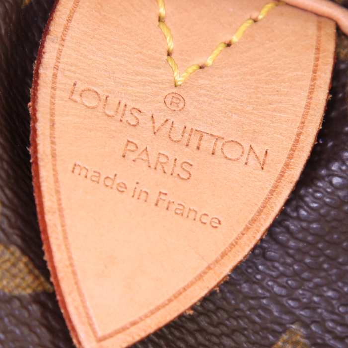 Bolsa de viaje Louis Vuitton  Keepall 55 en lona Monogram marrón y cuero natural - Detail D3