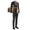 Bolsa de viaje Louis Vuitton Keepall 60 cm en lona Monogram revestida marrón y cuero natural - Detail D2 thumbnail