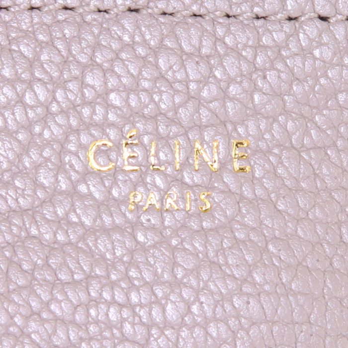Céline Trio large model shoulder bag in grey grained leather - Detail D3