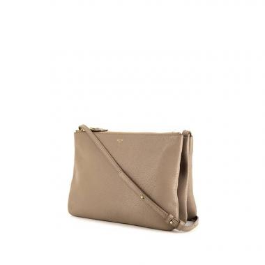 Céline Trio large model shoulder bag in grey grained leather