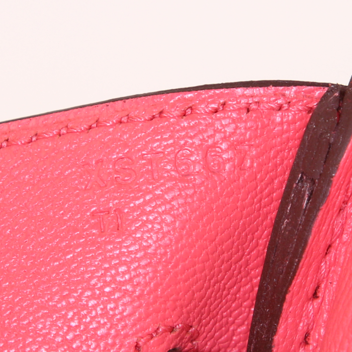 Bolso de mano Hermes Birkin 35 cm en cuero epsom rosa Jaipur - Detail D4