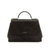 Dolce & Gabbana Sicily Soft handbag in anthracite grey suede and anthracite grey leather - 360 thumbnail