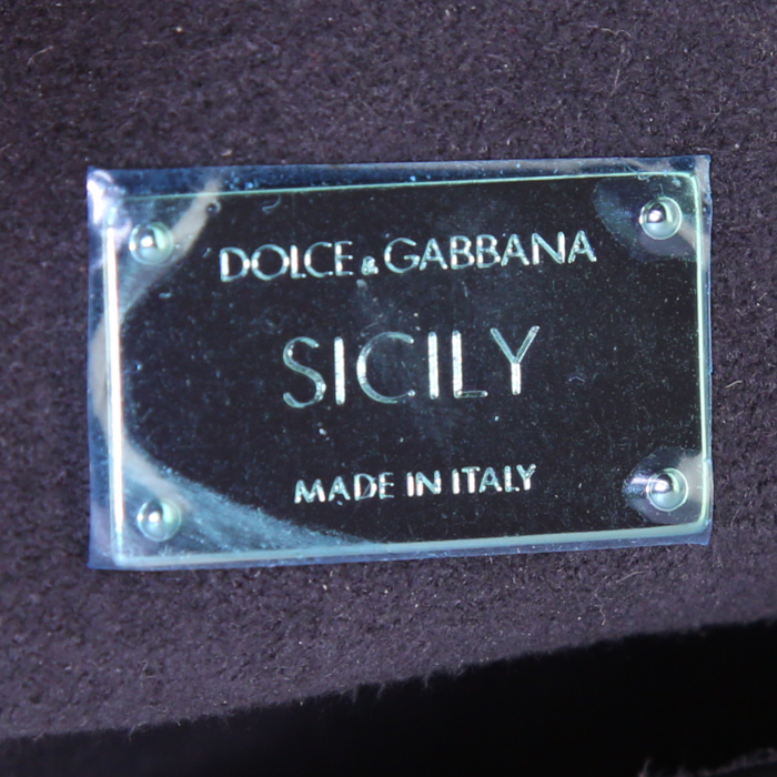 Bolso de mano Dolce & Gabbana Sicily Soft en ante gris antracita y cuero gris antracita - Detail D4