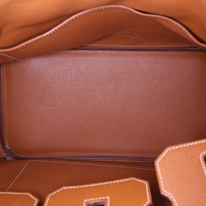 Sac à main Hermes Birkin 35 cm en cuir epsom gold - Detail D2