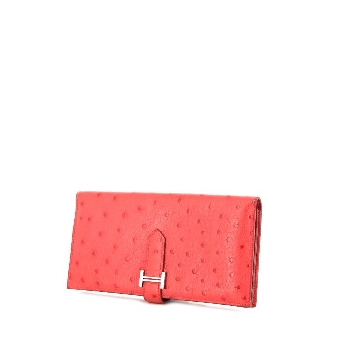 Lot - Hermes Bearn Wallet, in red ostrich leather