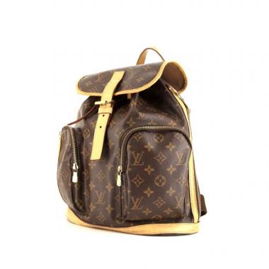 Sac à dos Louis Vuitton Bosphore Backpack en toile monogram marron et cuir naturel