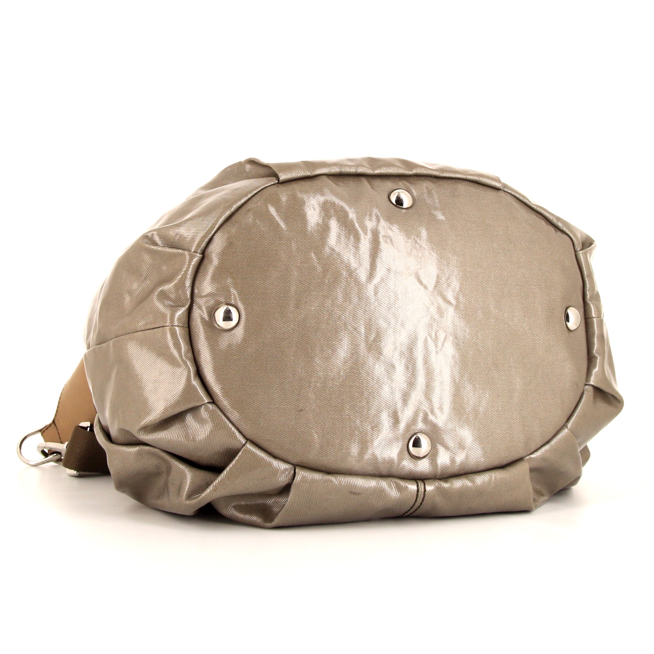 Bolso de mano Tod's en lona revestida beige y cuero natural - Detail D5