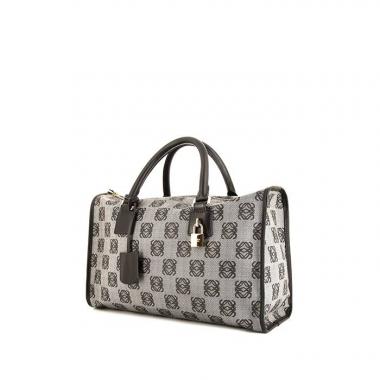 Sac à main Loewe Amazona en toile monogram grise et cuir noir