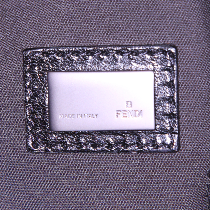 Sac à main Fendi Big Mama en toile tressée noire et cuir noir - Detail D3