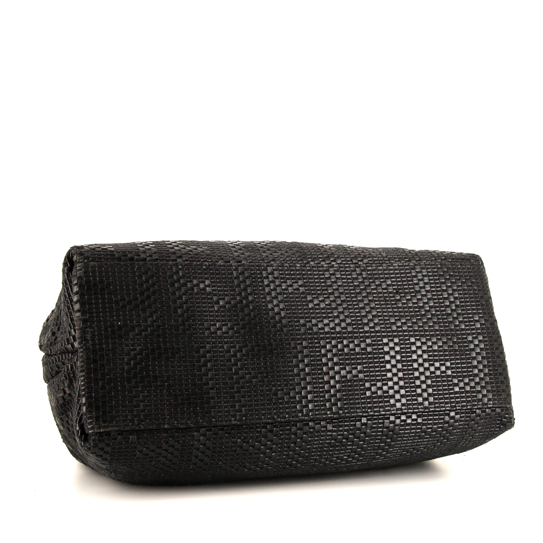 Borsa Fendi Big Mama in tela intrecciata nera e pelle nera - Detail D4