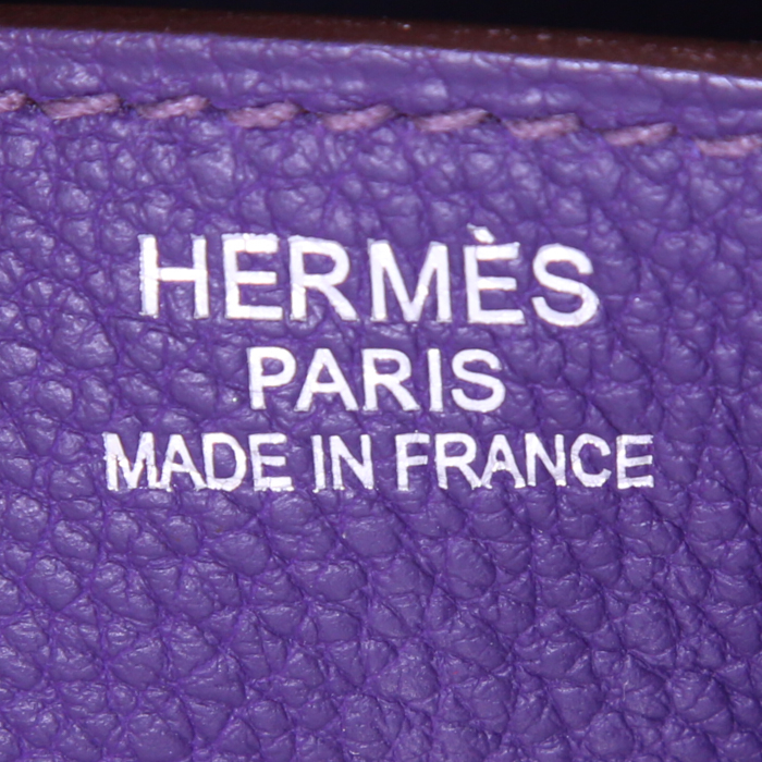 Sac à main Hermes Birkin 35 cm en cuir togo violet - Detail D3