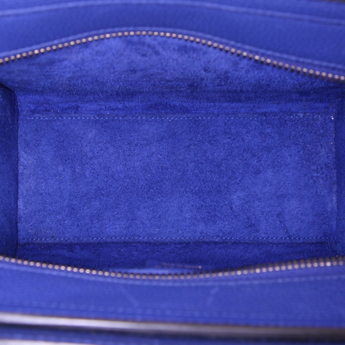 Borsa a tracolla Celine Luggage in pelle martellata blu elettrico - Detail D3