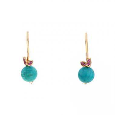 Orecchini pendenti Lorenz Bäumer Gourmandise in oro rosa,  amazonite e tormaline rosa