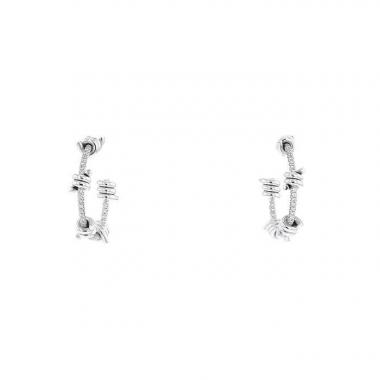 Orecchini a cerchio Lorenz Baümer Fil d'Amour modello piccolo in oro bianco e diamanti