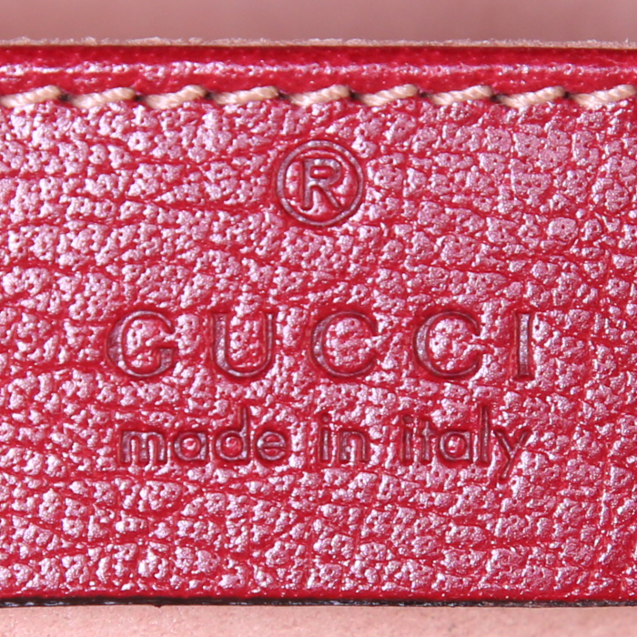 Sac bandoulière Gucci Ophidia en daim bleu et cuir rouge - Detail D3