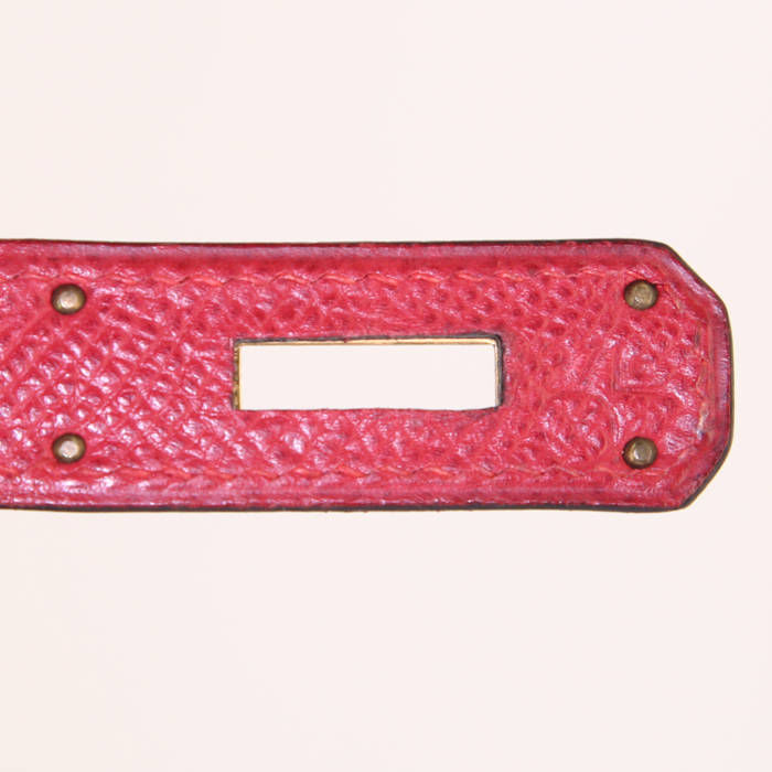 Bolso de mano Hermes Kelly 28 cm en cuero Courchevel rojo - Detail D5