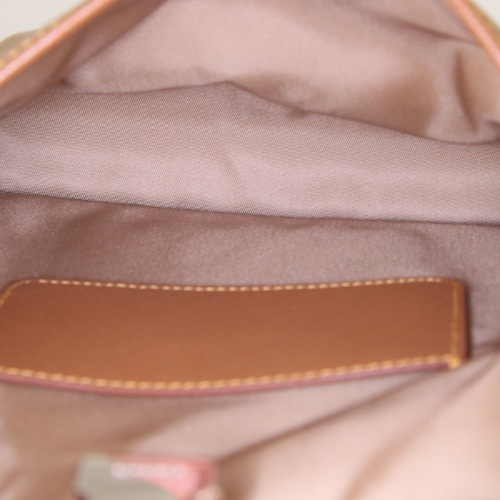 Borsa a tracolla Prada Nylon in tela beige e pelle saffiano beige - Detail D2