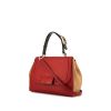 Fendi  Silvana bag  in red leather  and brown grained leather - 00pp thumbnail