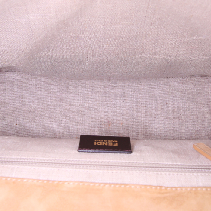 Fendi  Silvana bag  in red leather  and brown grained leather - Detail D3