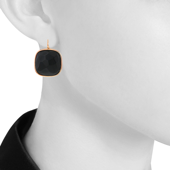 Pomellato Victoria earrings in pink gold and jet - Detail D1