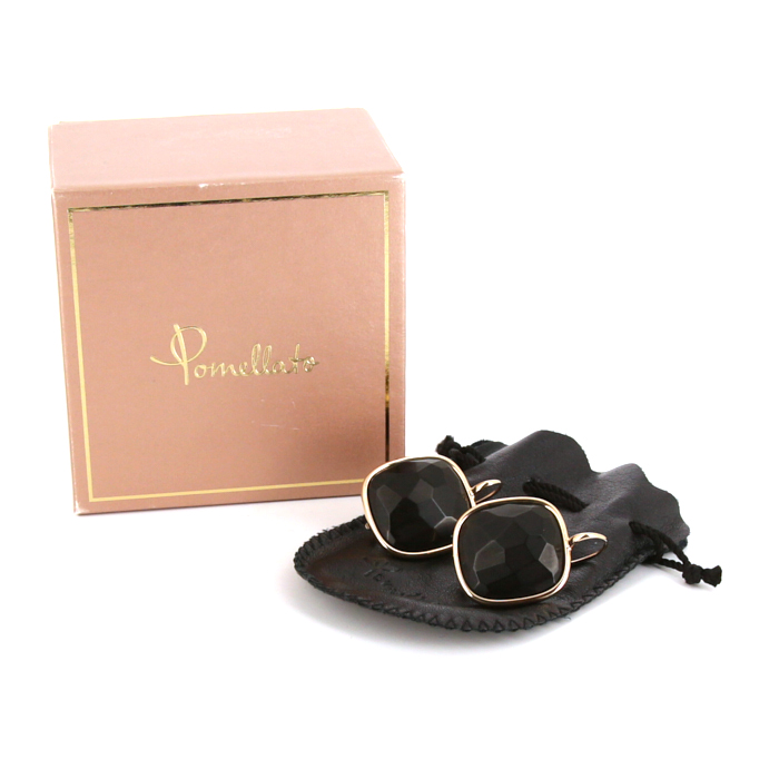 Pomellato Victoria earrings in pink gold and jet - Detail D2
