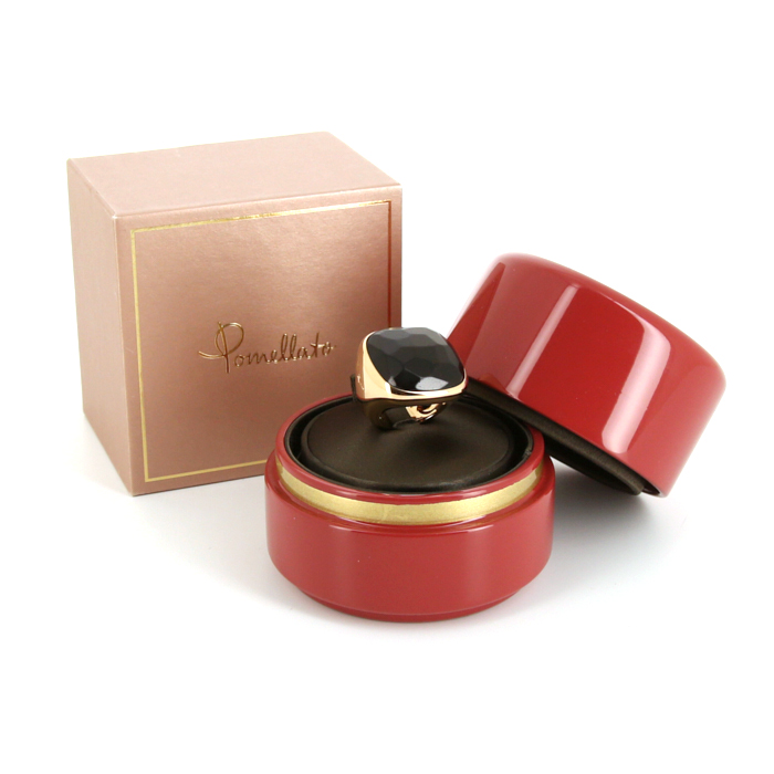 Pomellato Victoria large model ring in pink gold and jet - Detail D2