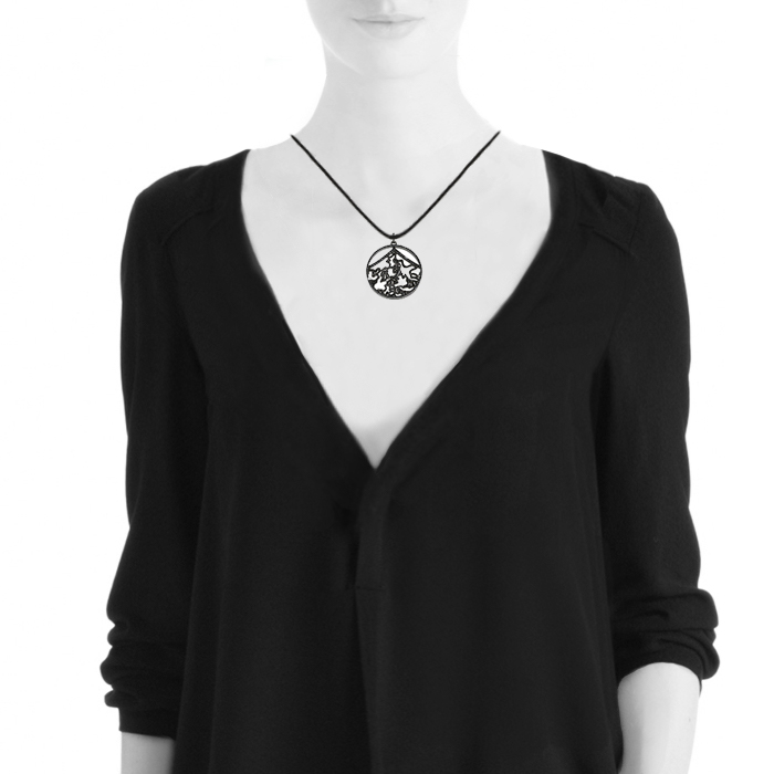 Repossi Nérée large model pendant in blackened gold and diamonds - Detail D1