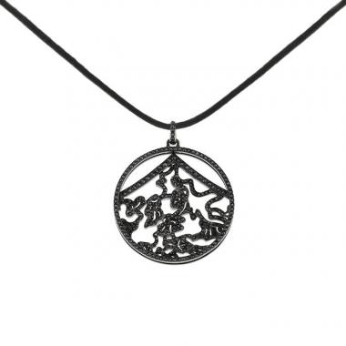 Pendentif Repossi Nérée grand modèle en or noirci et diamants noirs