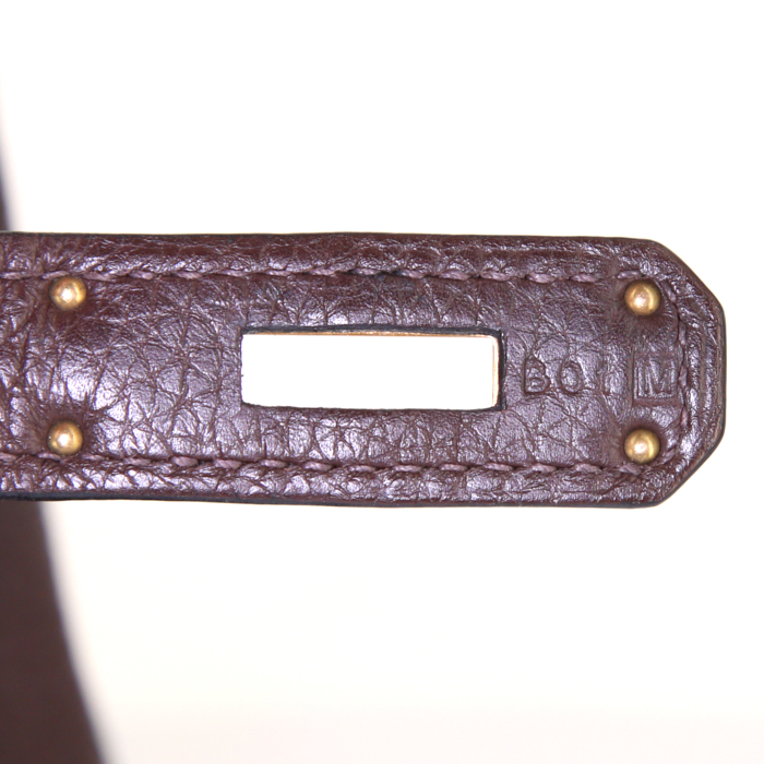 Sac à main Hermes Birkin 30 cm en cuir togo marron - Detail D4