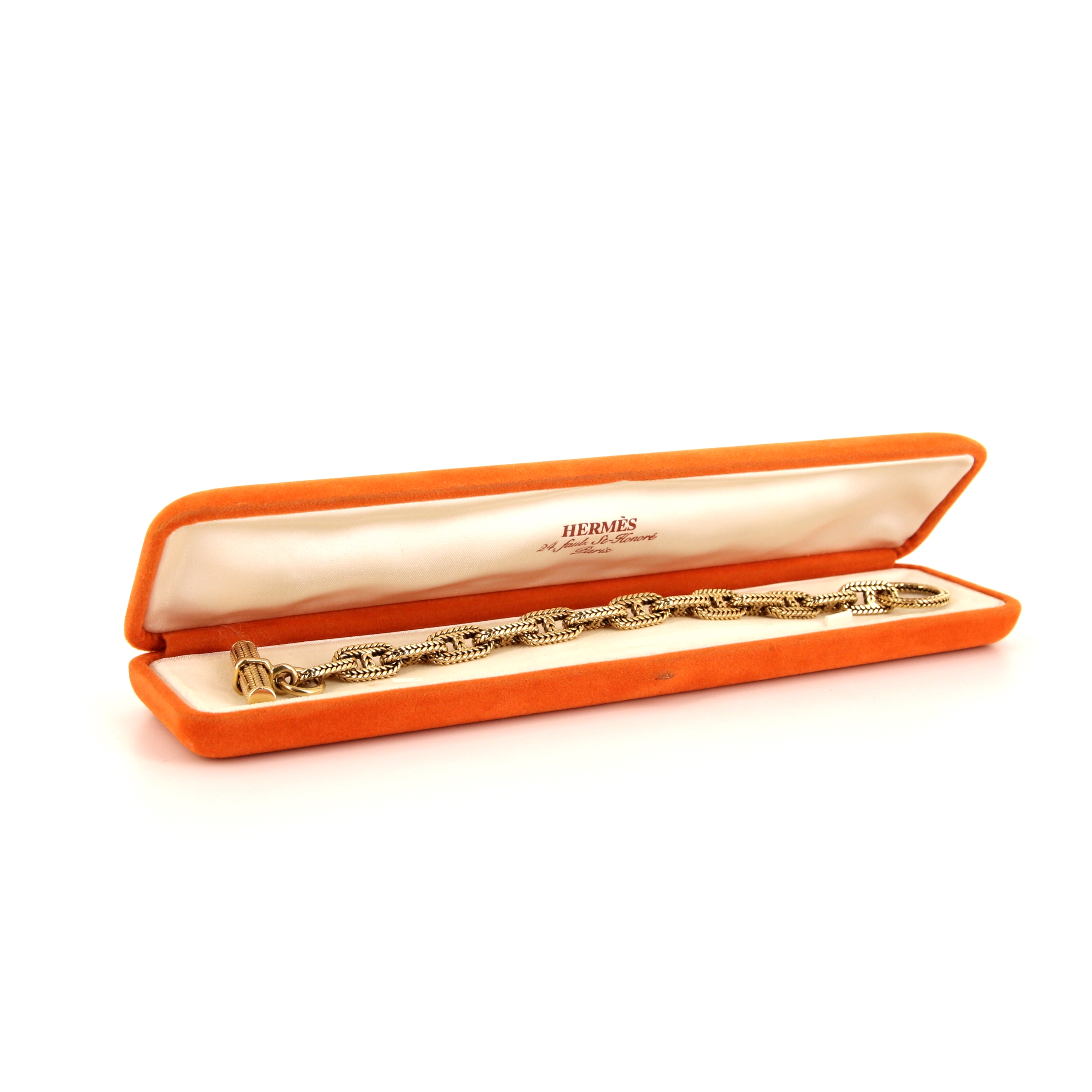 Hermes Chaine d'Ancre medium model 1980's bracelet in yellow gold - Detail D2