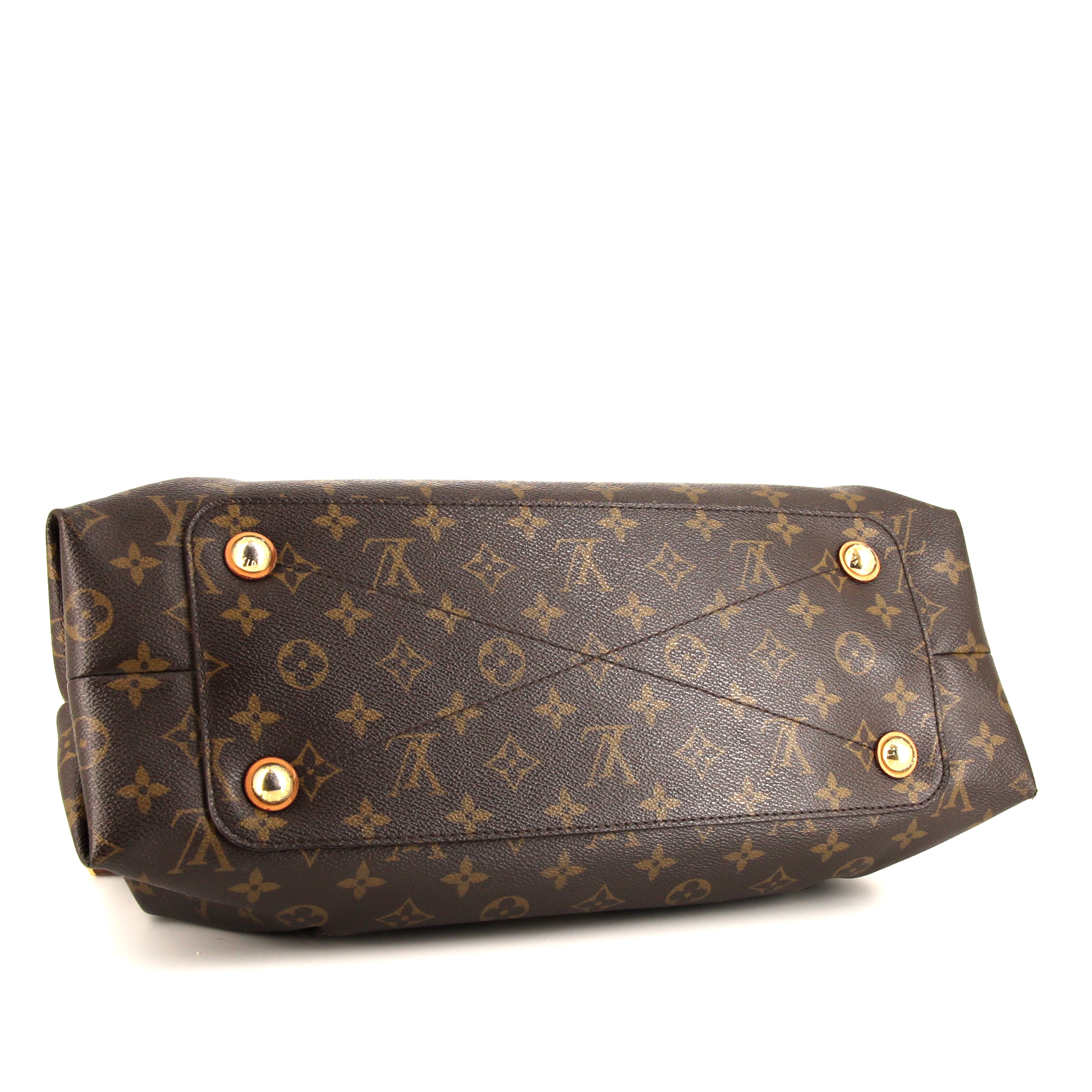 Borsa Louis Vuitton Olympe in tela monogram cerata marrone e pelle marrone caramello - Detail D4