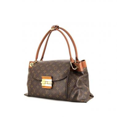 Borsa Louis Vuitton Olympe in tela monogram cerata marrone e pelle marrone caramello