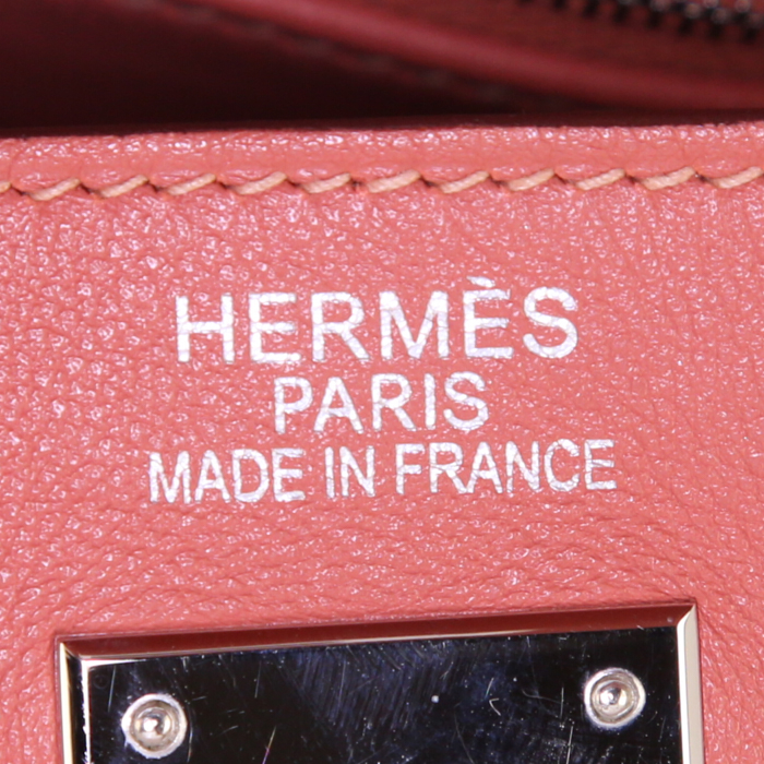 Sac à main Hermes Kelly 35 cm en cuir Swift Rose Tea - Detail D4