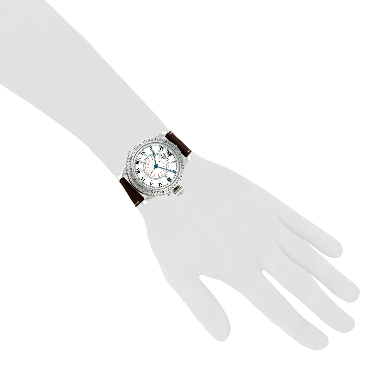 Reloj Longines Lindbergh Hour Angle Limited Edition de acero Circa  2010 - Detail D1