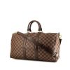Louis Vuitton Keepall 45 travel bag in ebene damier canvas and brown leather - 00pp thumbnail