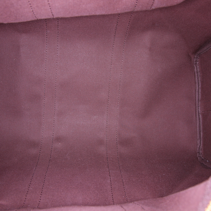 Louis Vuitton Keepall 45 travel bag in ebene damier canvas and brown leather - Detail D3