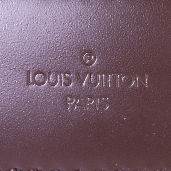 Louis Vuitton Keepall 45 travel bag in ebene damier canvas and brown leather - Detail D4