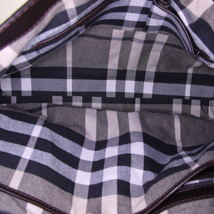 Sac bandoulière Burberry Messenger en cuir grainé marron - Detail D2