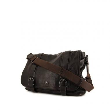 Borsa a tracolla Burberry Messenger in pelle martellata marrone