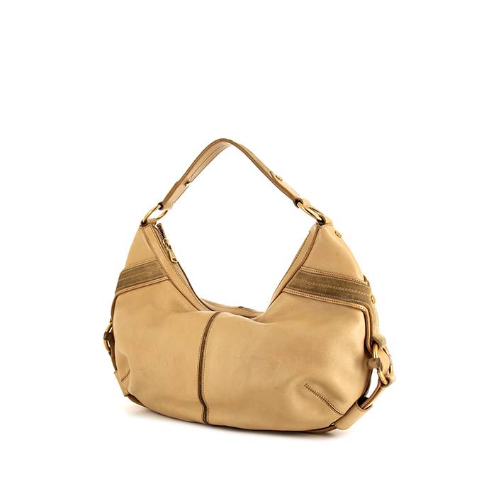 Bolso de mano Saint Laurent en cuero beige y ante beige