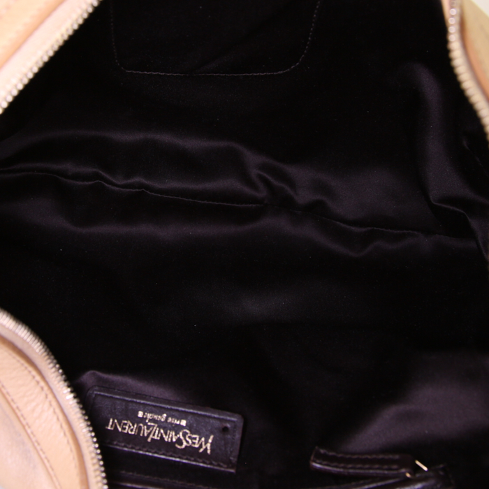Sac à main Saint Laurent en cuir beige et daim beige - Detail D2