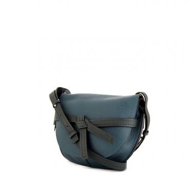 Loewe Gate shoulder bag in pigeon blue and green grained leather