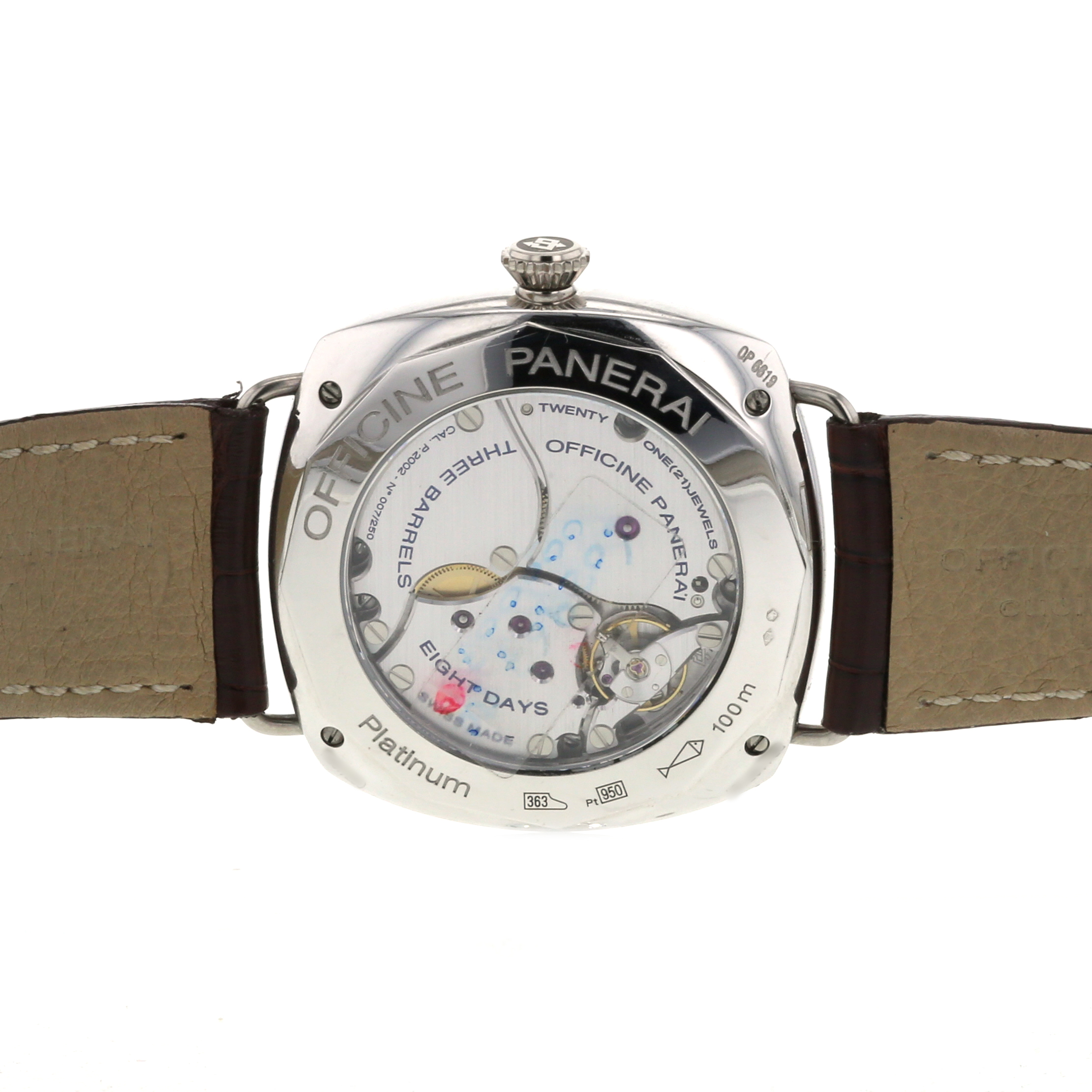 Montre Panerai Radiomir 8 Days GMT Platinum en platine Ref :  PAM00201 Vers  2006 - Detail D1