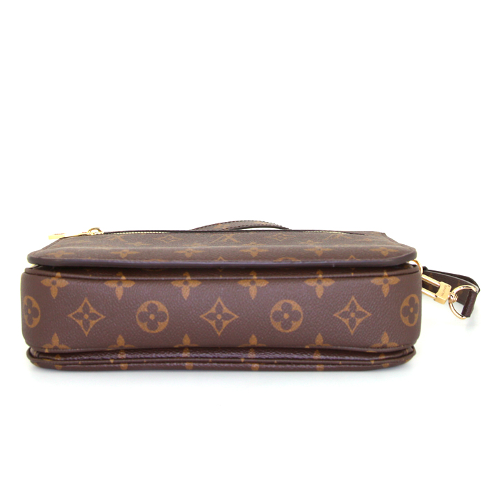 Bolso bandolera Louis Vuitton Metis en lona Monogram marrón y cuero natural - Detail D4