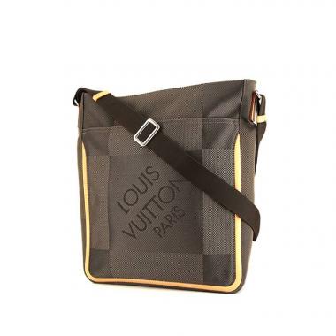 Sac besace Louis Vuitton en toile grise et cuir naturel