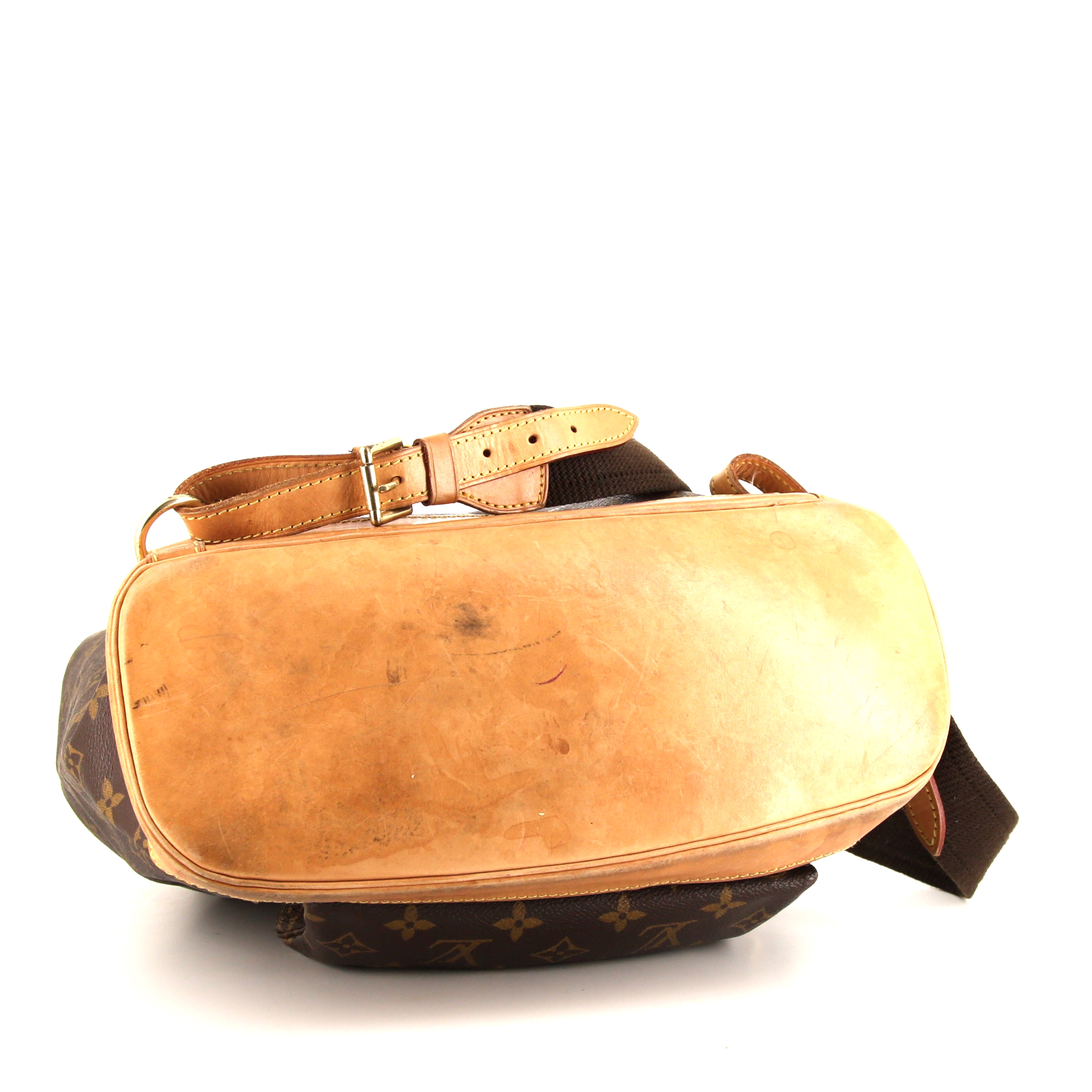 Sac à dos Louis Vuitton Montsouris Backpack grand modèle en toile monogram marron et cuir naturel - Detail D5